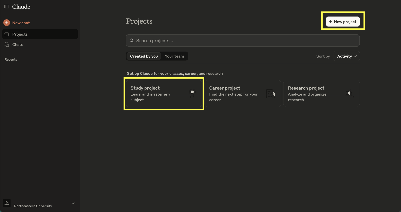 Conversa dentro de um Projeto do Claude usando contexto da empresa para responder com precisão