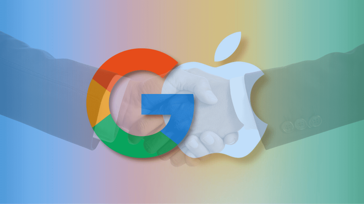 Aperto de mão entre Apple e Google simbolizando o acordo do Gemini com a Siri