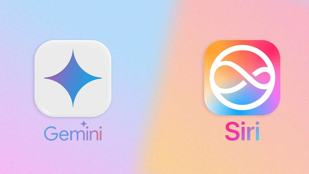 Ícones do Google Gemini e da Siri da Apple lado a lado